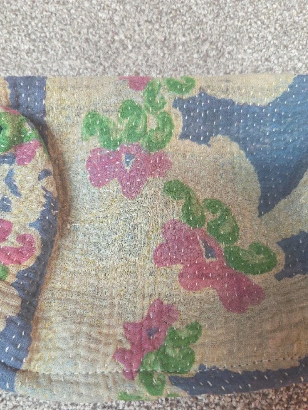 Blue Floral Kantha Pouch #83